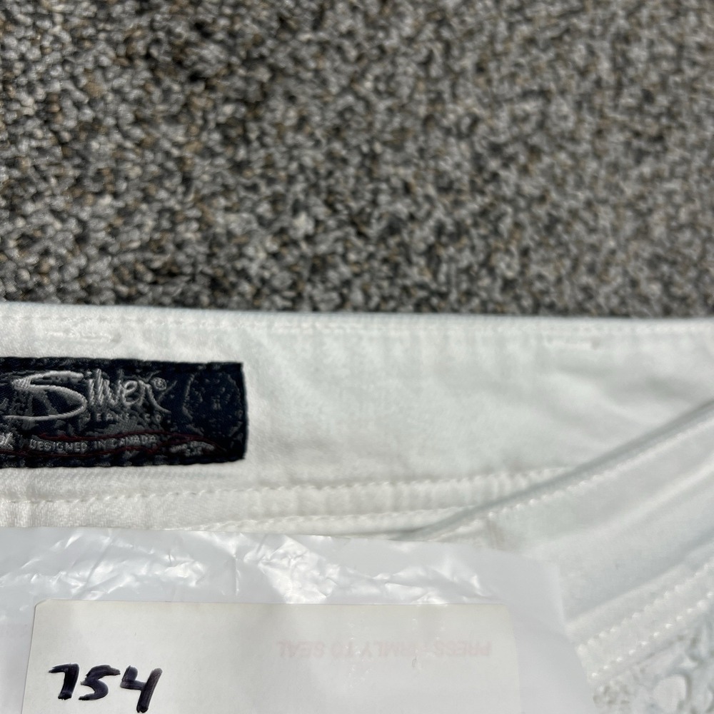 Silver Jeans Womens 31 White Suki Mid Capri 25" Lace Mid Rise Stretch Denim - Picture 16 of 16